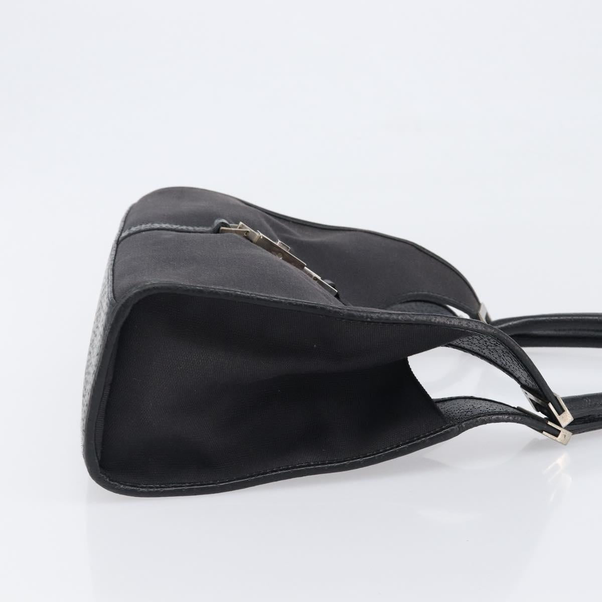GUCCI Jackie Hand Bag Canvas Black Silver 002 1067 Auth 201904