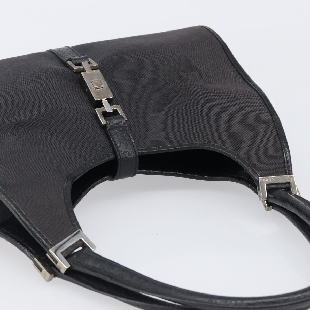 GUCCI Jackie Hand Bag Canvas Black Silver 002 1067 Auth 201904