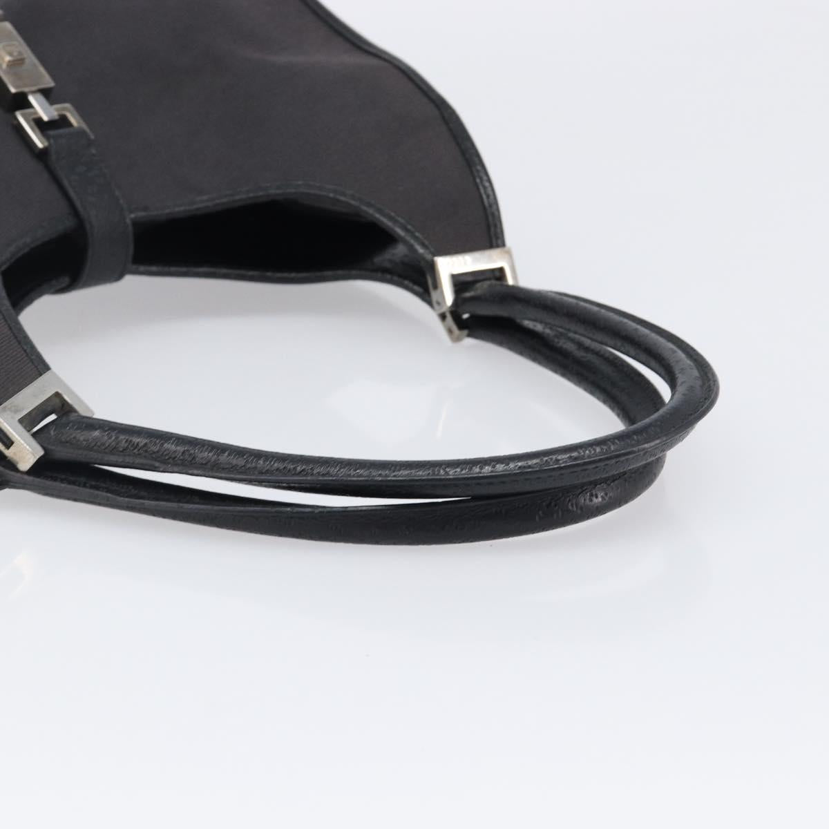 GUCCI Jackie Hand Bag Canvas Black Silver 002 1067 Auth 201904