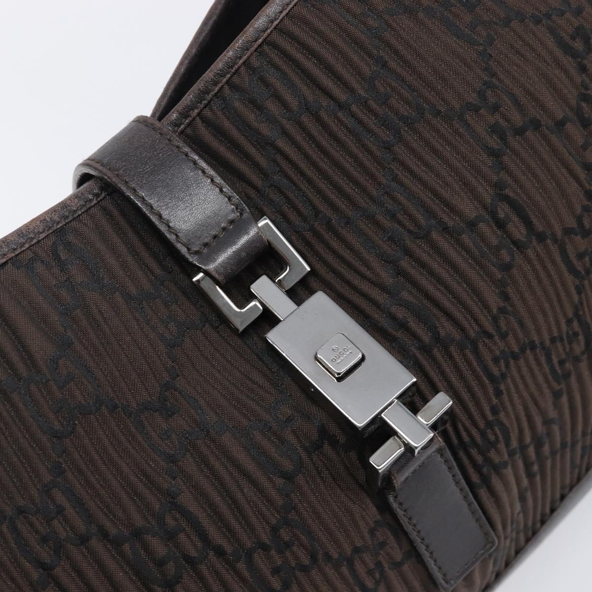 GUCCI GG Canvas Jackie Hand Bag Nylon Leather Brown Silver 001 3306 Auth 201905A