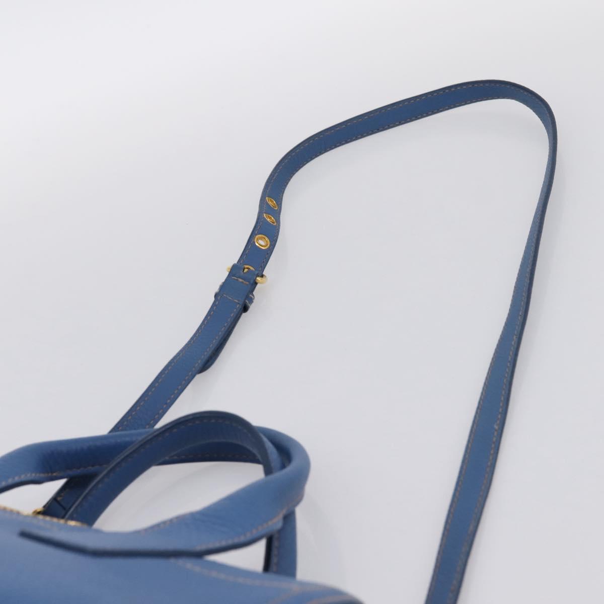 Miu Miu Hand Bag Vittero Dino Leather 2way Blue Gold Auth 201907V