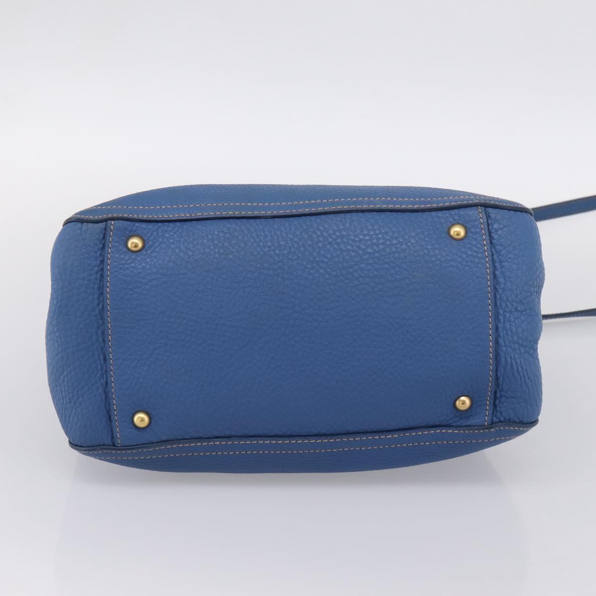 Miu Miu Hand Bag Vittero Dino Leather 2way Blue Gold Auth 201907V