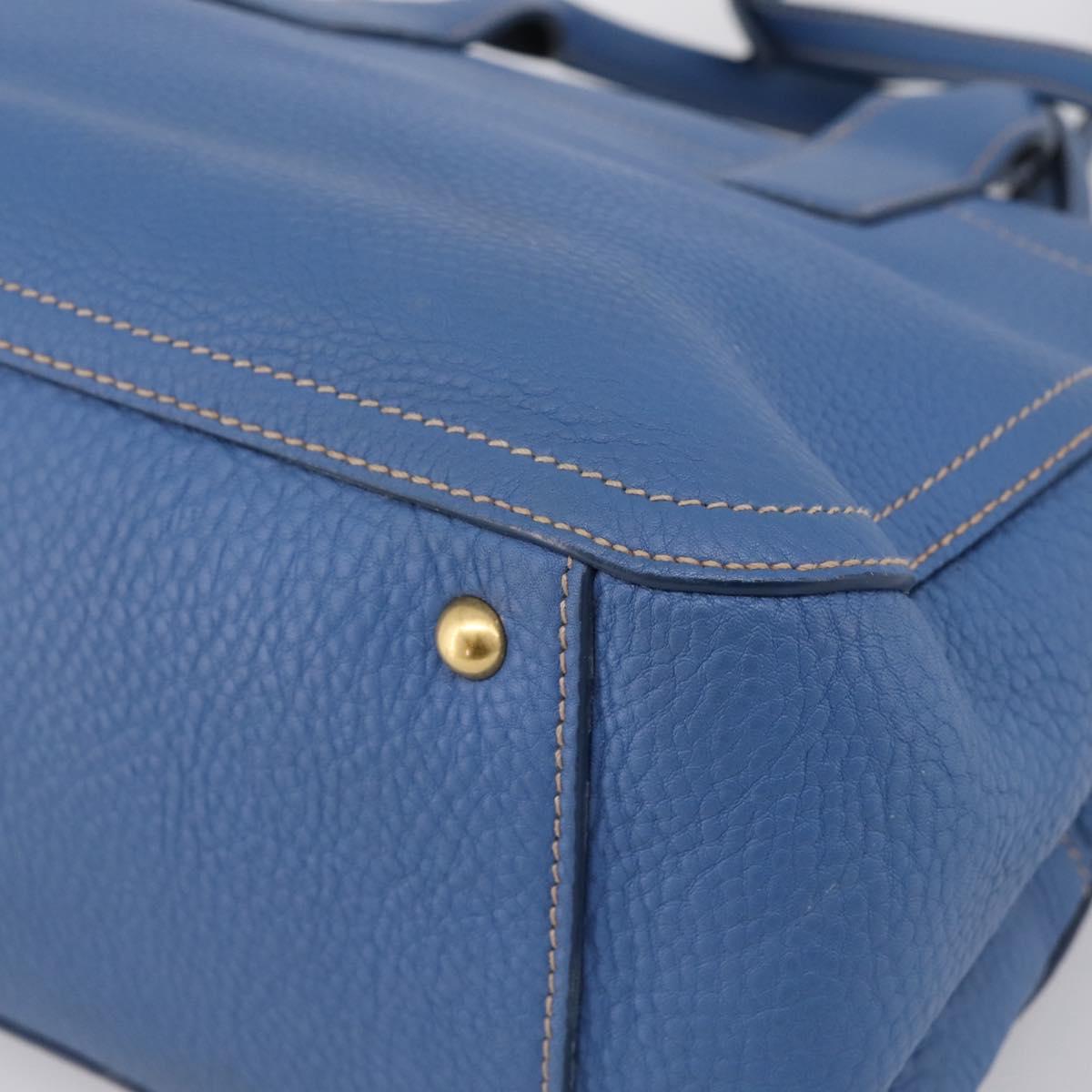 Miu Miu Hand Bag Vittero Dino Leather 2way Blue Gold Auth 201907V