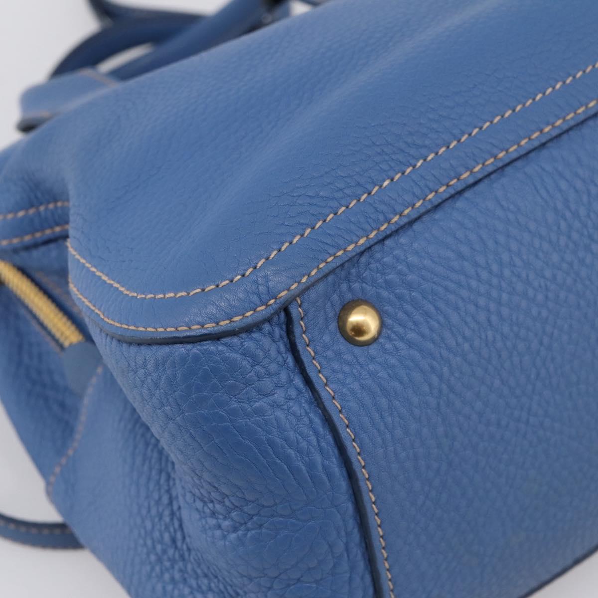 Miu Miu Hand Bag Vittero Dino Leather 2way Blue Gold Auth 201907V