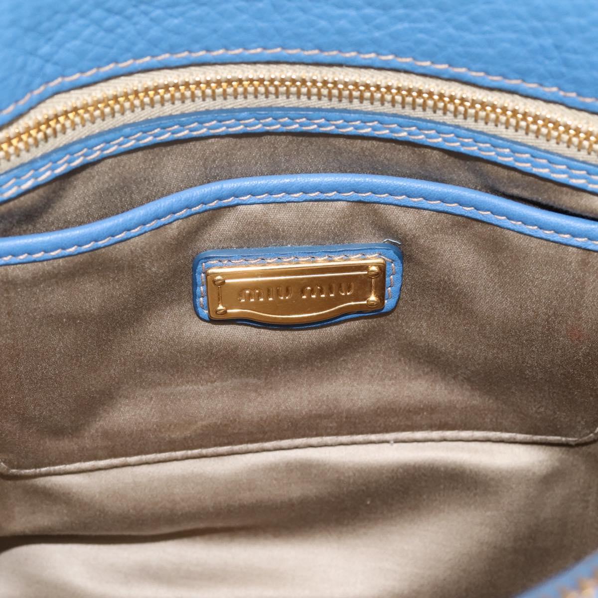 Miu Miu Hand Bag Vittero Dino Leather 2way Blue Gold Auth 201907V