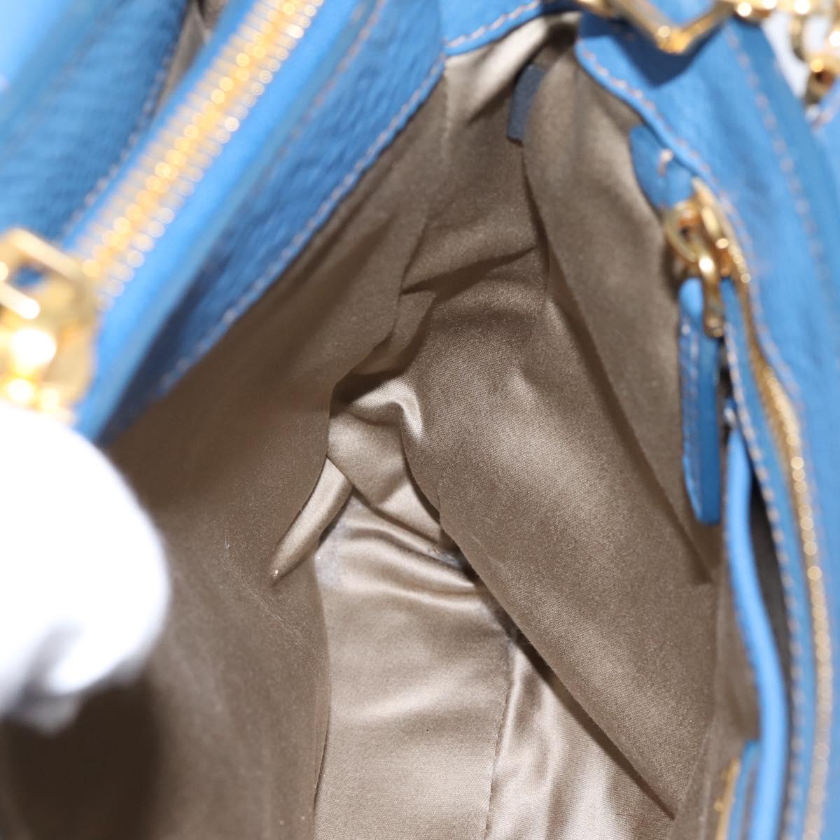 Miu Miu Hand Bag Vittero Dino Leather 2way Blue Gold Auth 201907V