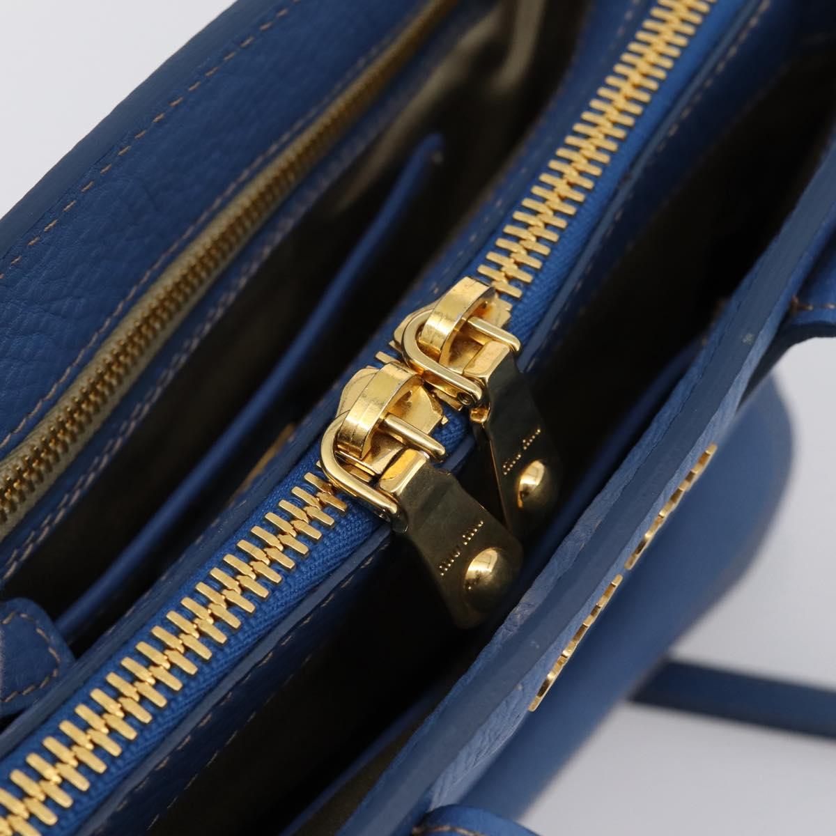 Miu Miu Hand Bag Vittero Dino Leather 2way Blue Gold Auth 201907V