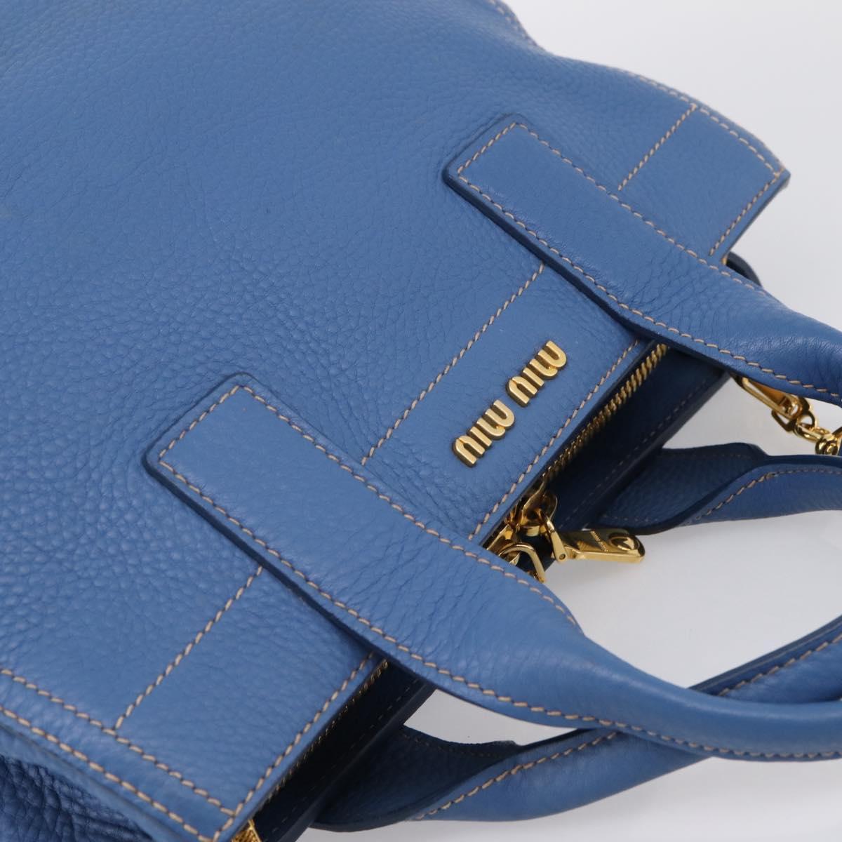 Miu Miu Hand Bag Vittero Dino Leather 2way Blue Gold Auth 201907V