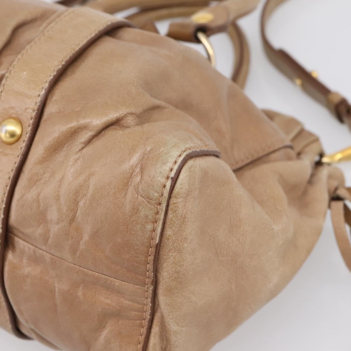 Miu Miu Hand Bag Vitellolux 2way Brown Gold Auth 201908