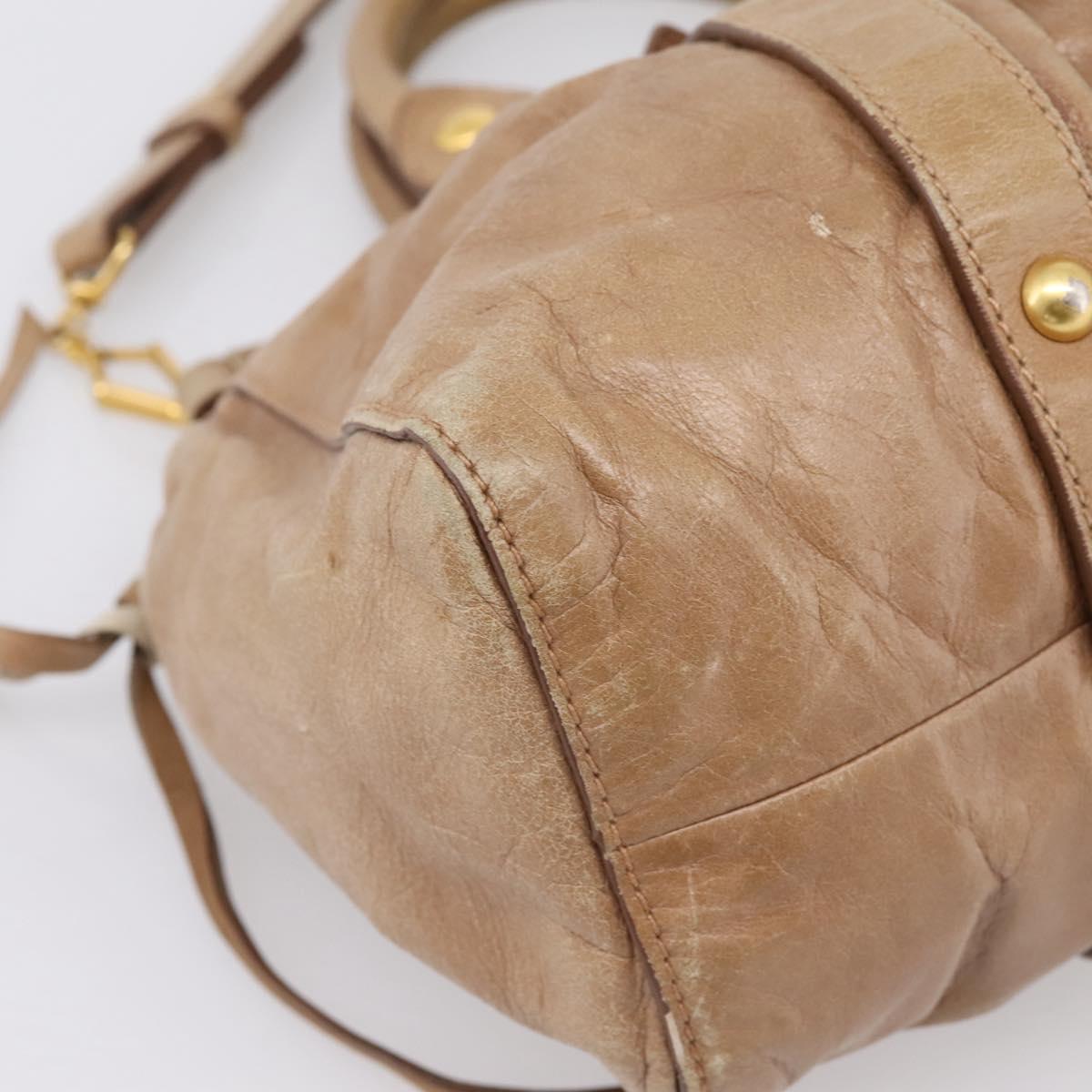 Miu Miu Hand Bag Vitellolux 2way Brown Gold Auth 201908