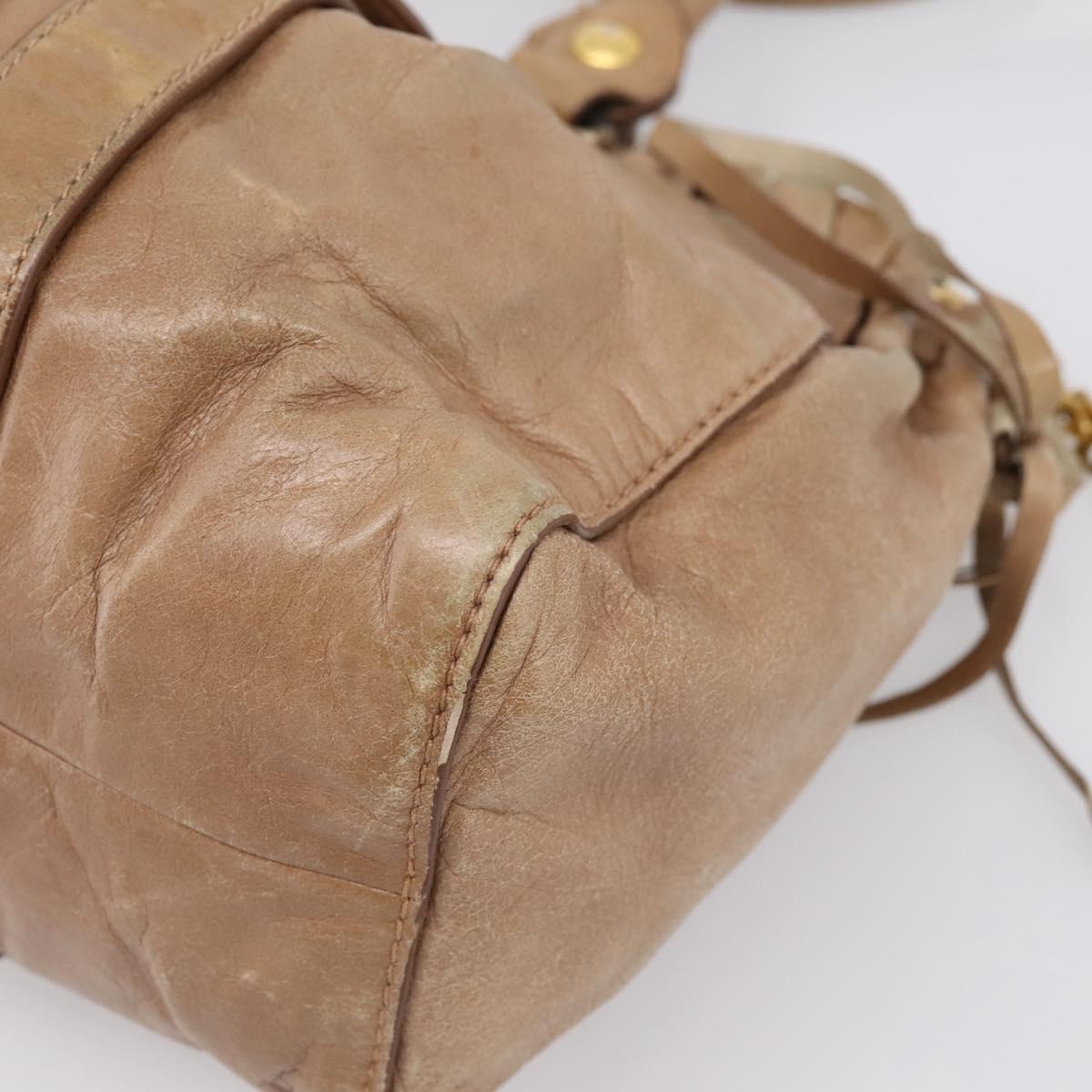 Miu Miu Hand Bag Vitellolux 2way Brown Gold Auth 201908