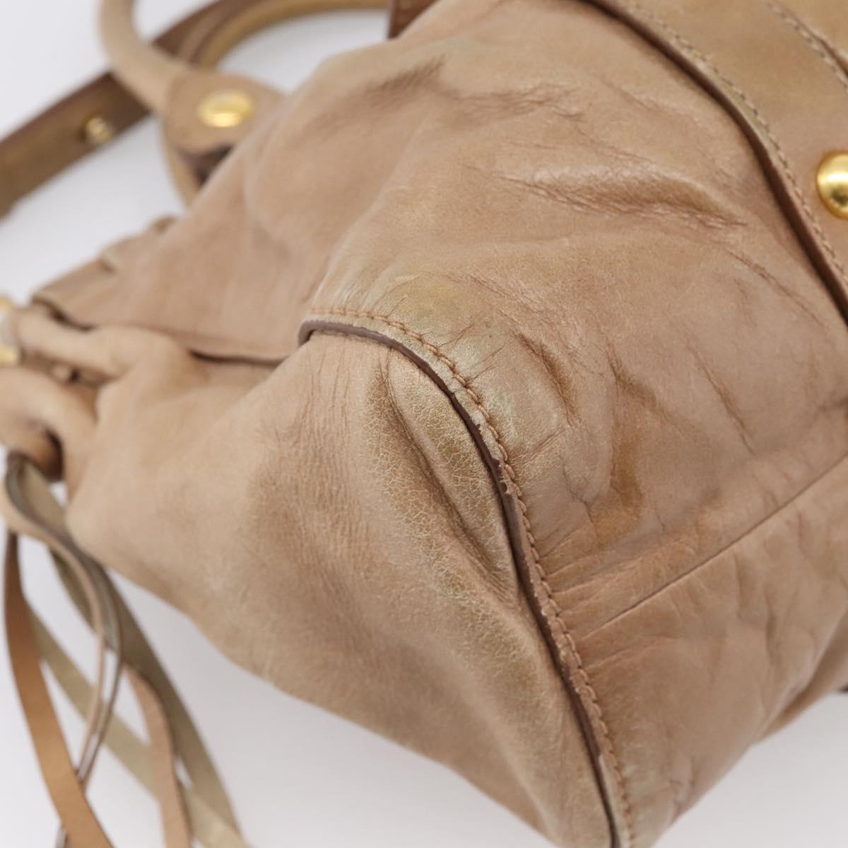 Miu Miu Hand Bag Vitellolux 2way Brown Gold Auth 201908