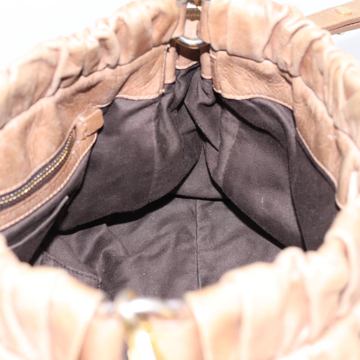 Miu Miu Hand Bag Vitellolux 2way Brown Gold Auth 201908