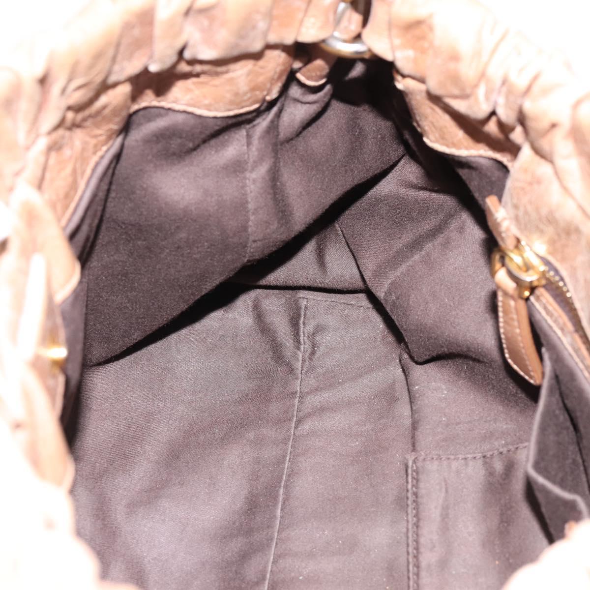 Miu Miu Hand Bag Vitellolux 2way Brown Gold Auth 201908