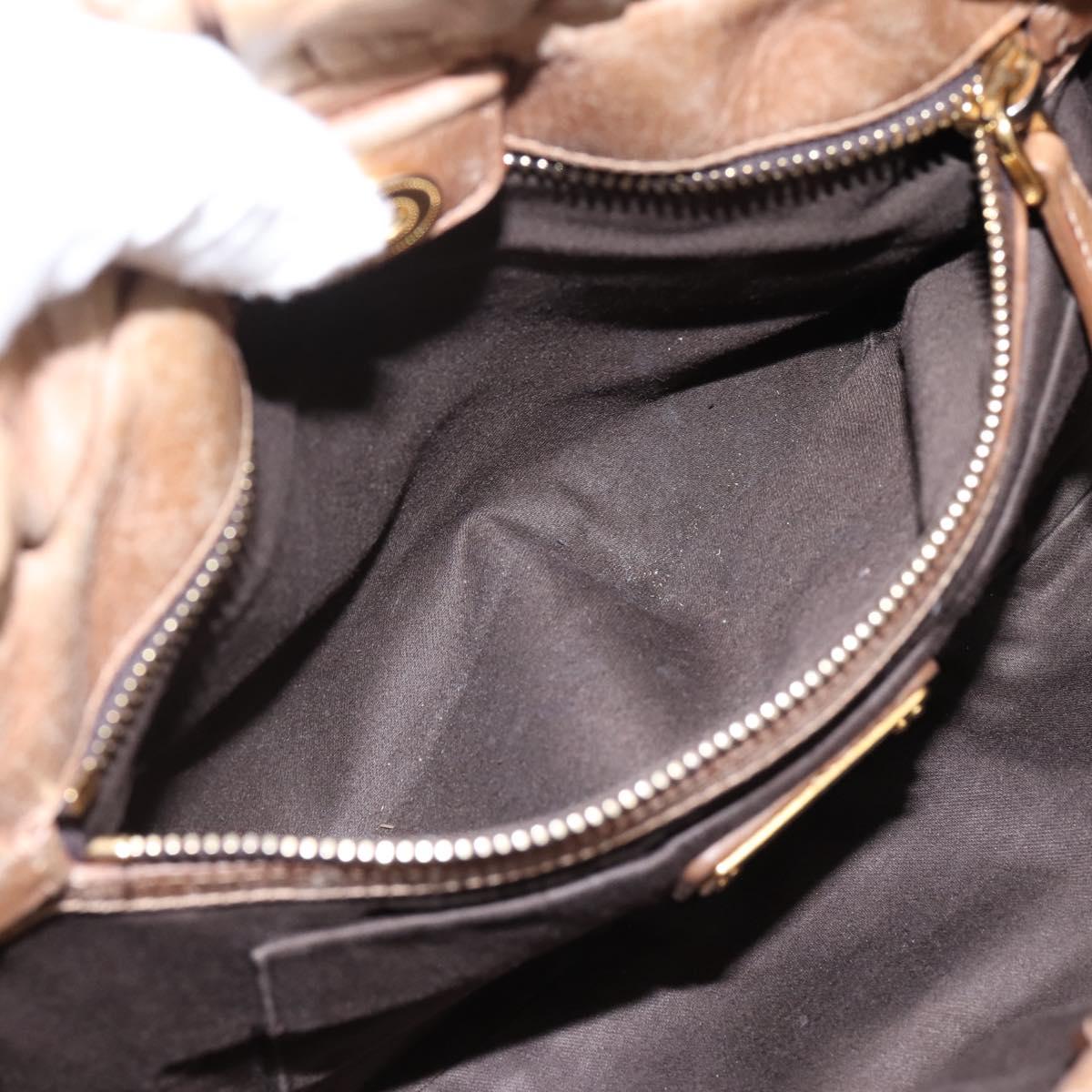 Miu Miu Hand Bag Vitellolux 2way Brown Gold Auth 201908