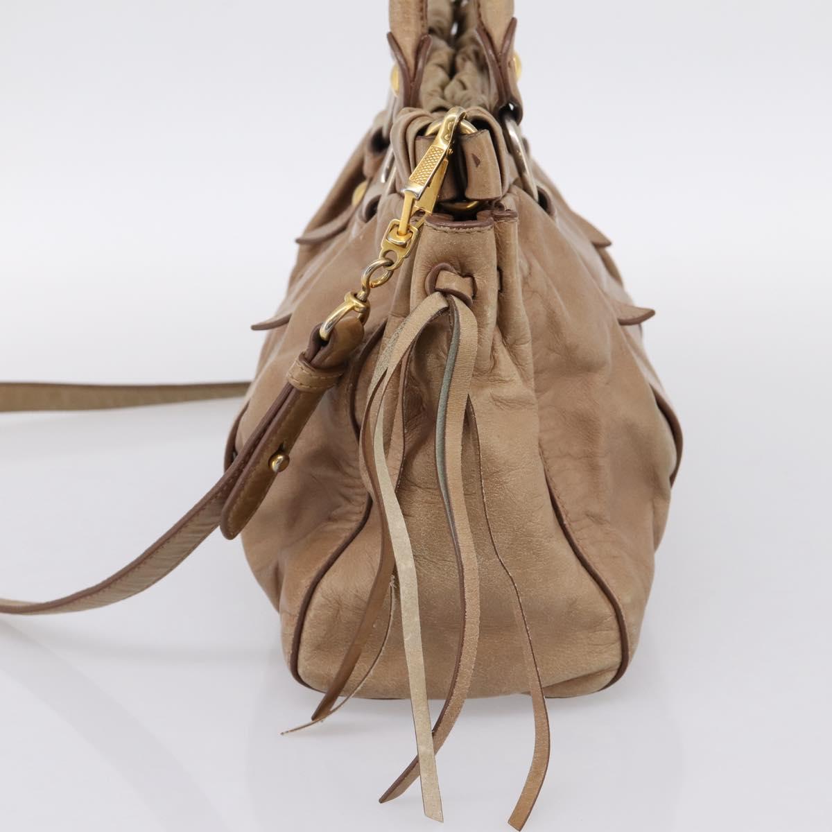 Miu Miu Hand Bag Vitellolux 2way Brown Gold Auth 201908