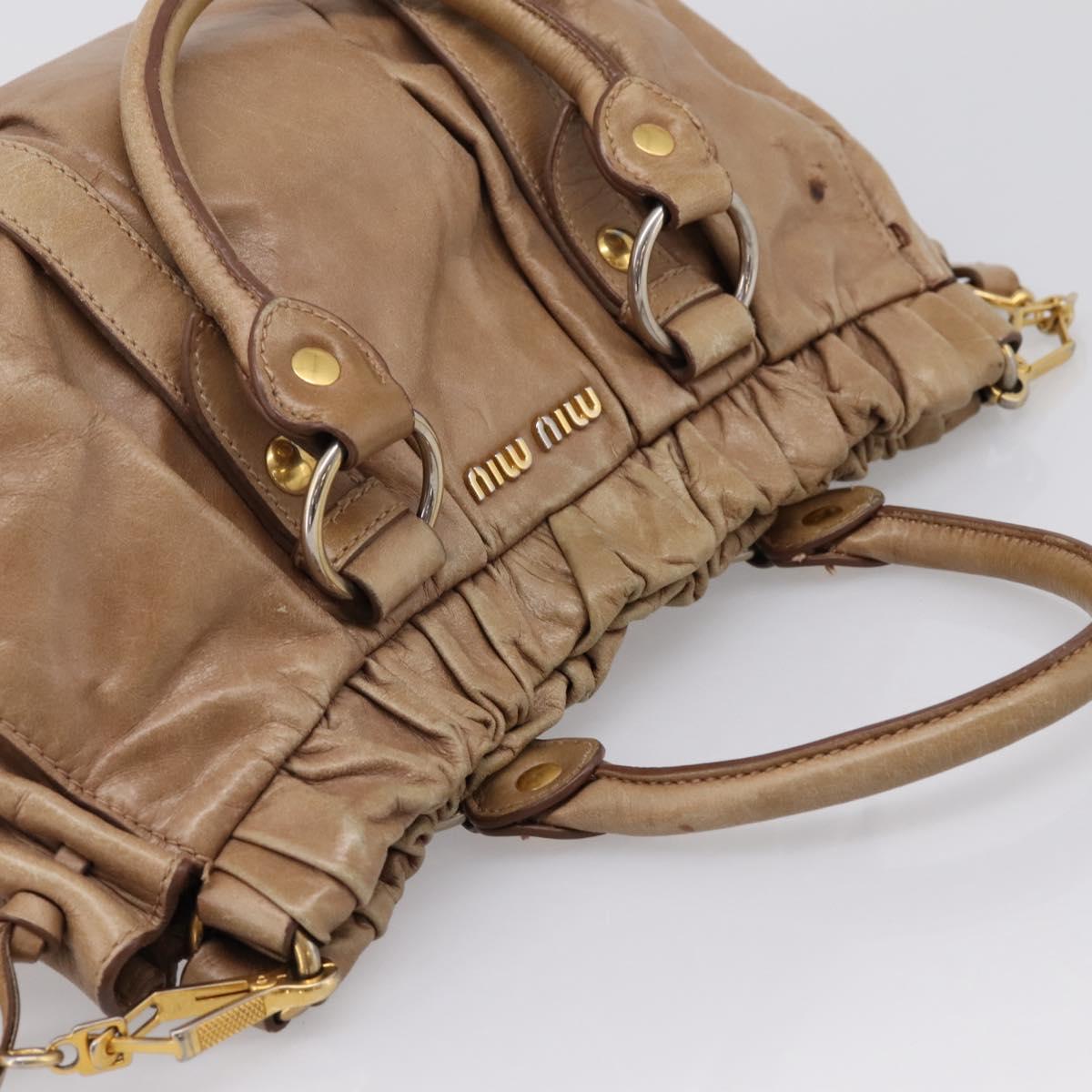Miu Miu Hand Bag Vitellolux 2way Brown Gold Auth 201908