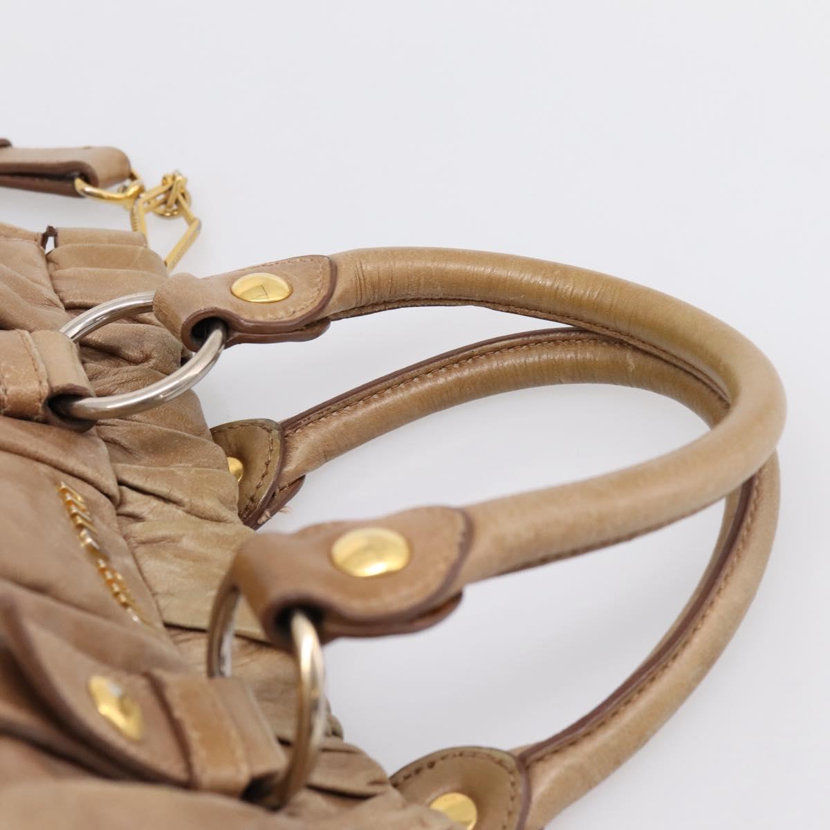 Miu Miu Hand Bag Vitellolux 2way Brown Gold Auth 201908