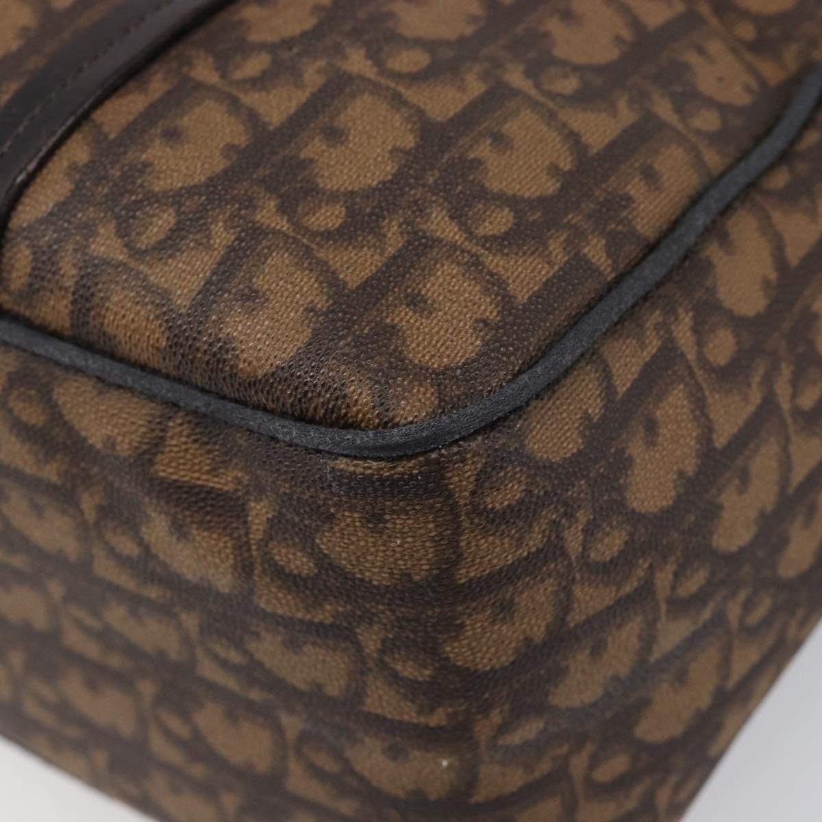 Christian Dior Trotter Canvas Chain Bag PVC Romantic Brown Silver Auth 201909V