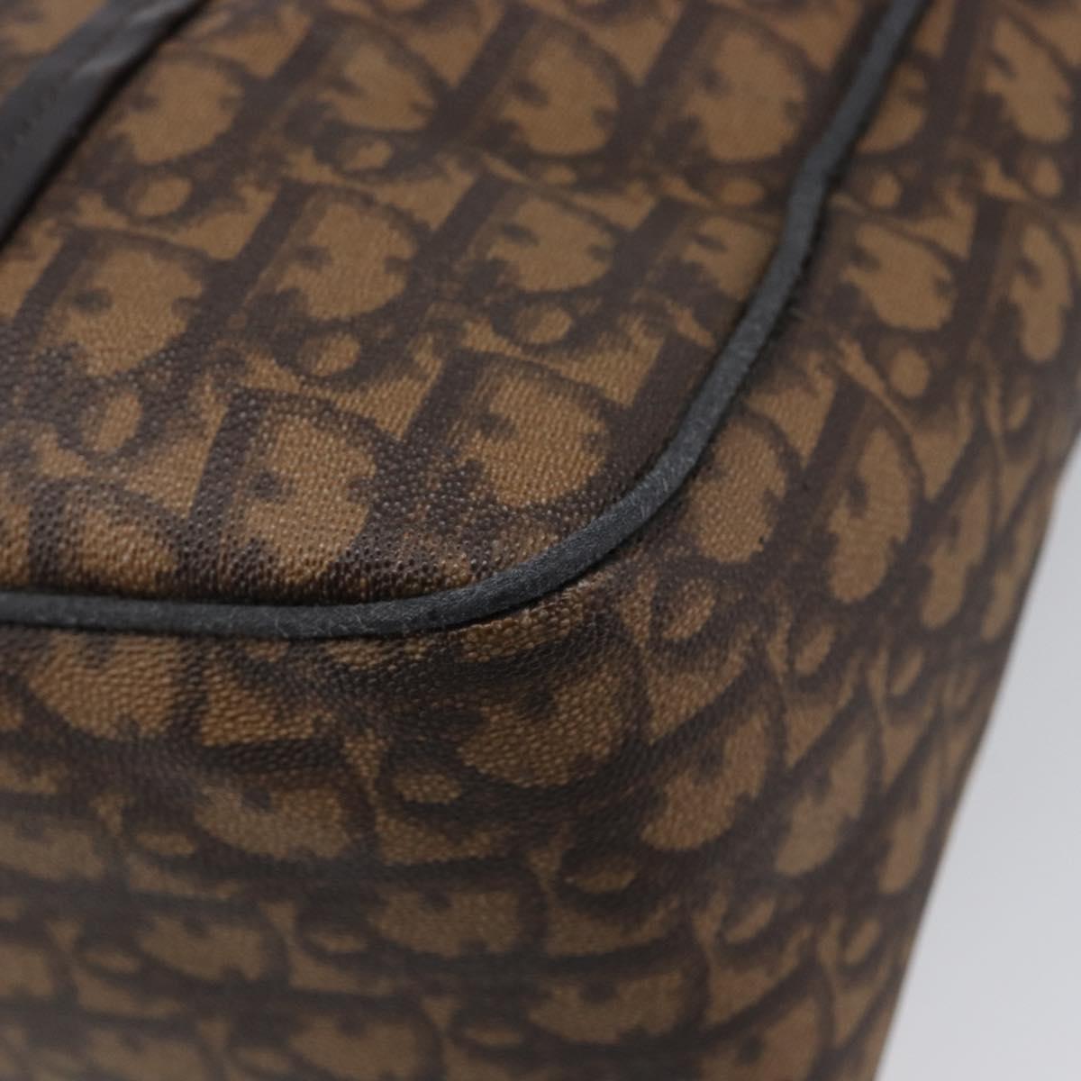 Christian Dior Trotter Canvas Chain Bag PVC Romantic Brown Silver Auth 201909V