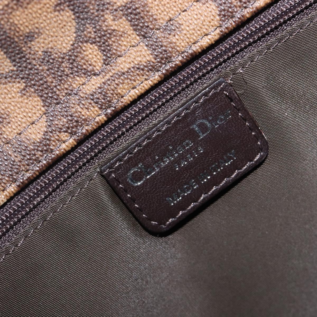 Christian Dior Trotter Canvas Chain Bag PVC Romantic Brown Silver Auth 201909V