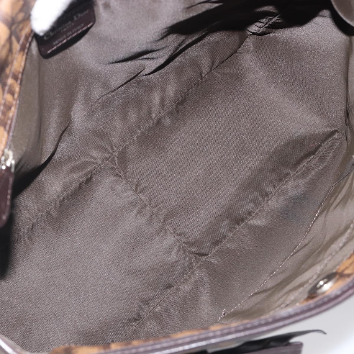 Christian Dior Trotter Canvas Chain Bag PVC Romantic Brown Silver Auth 201909V
