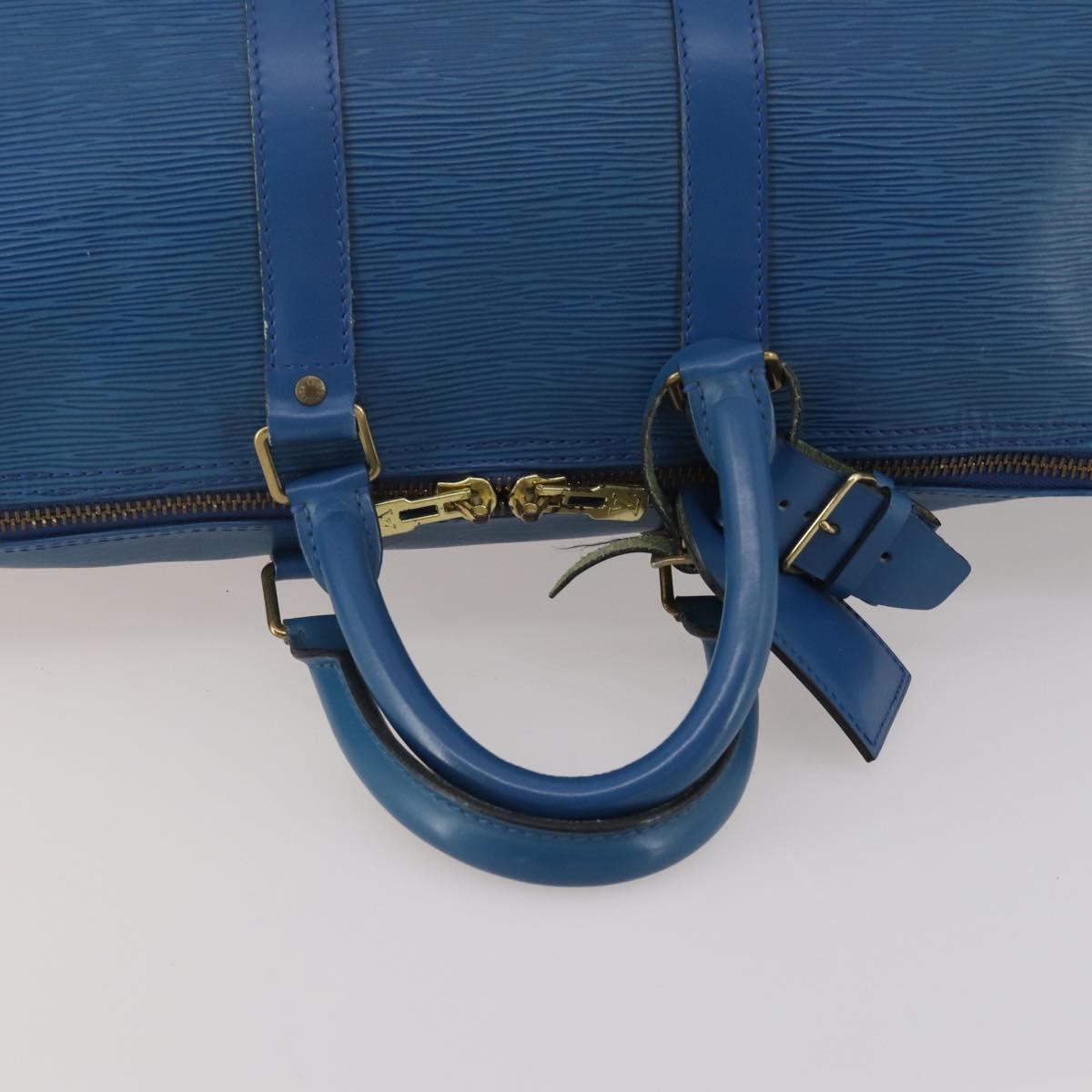LOUIS VUITTON Epi Keepall 45 Boston Bag Blue M42975 LV Auth 201910