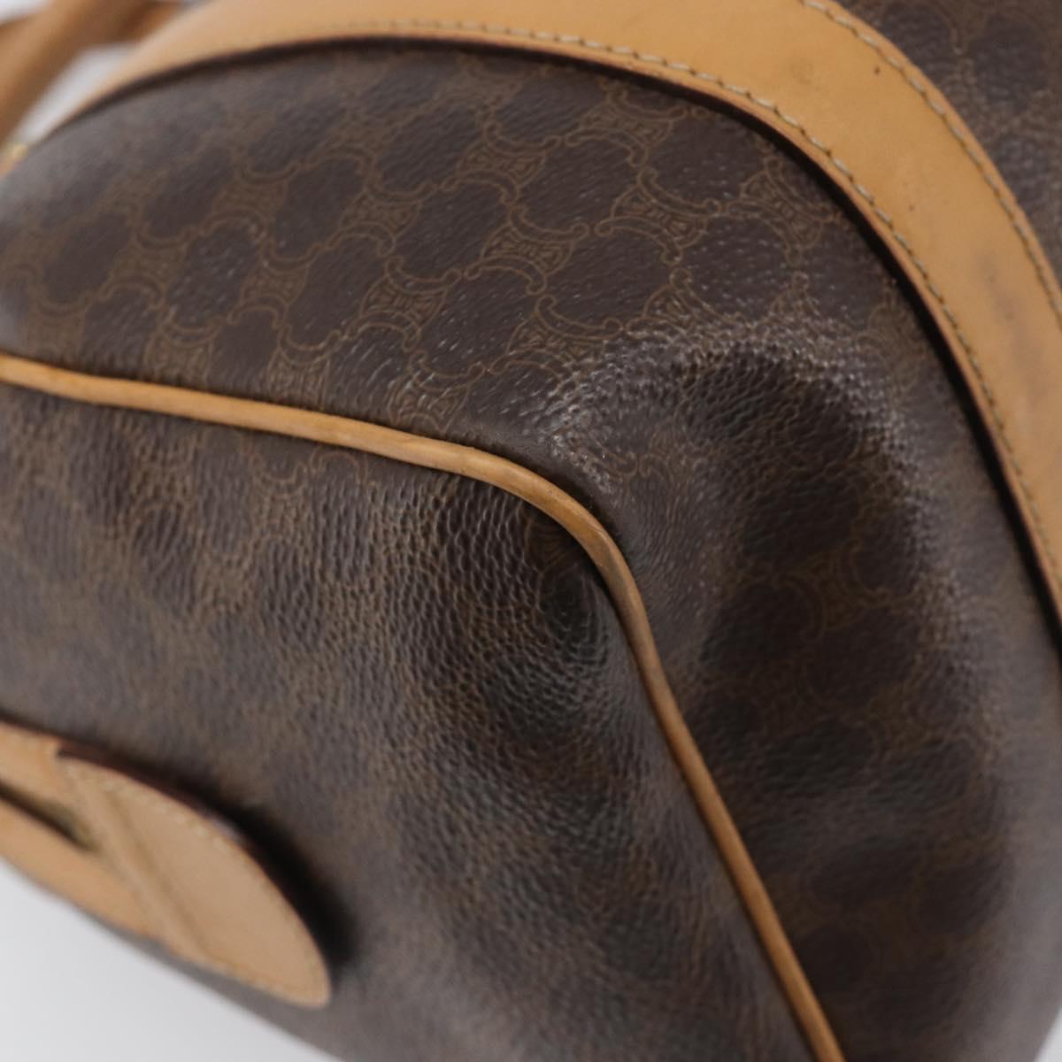 CELINE Macadam Canvas Boston Bag PVC Leather Brown Gold Auth 201911
