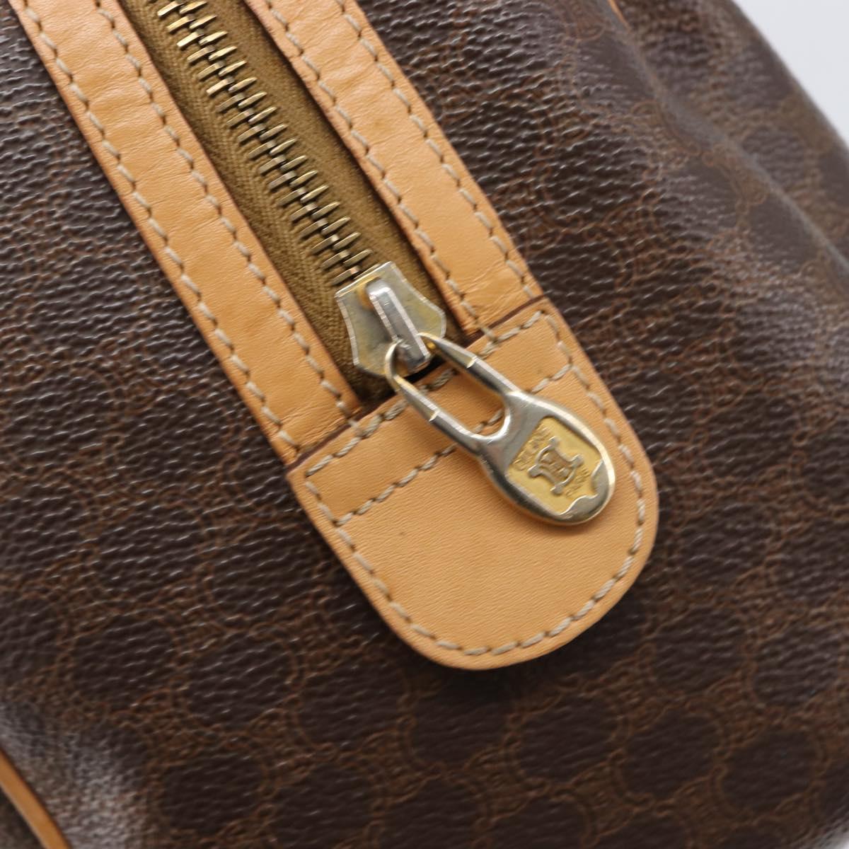 CELINE Macadam Canvas Boston Bag PVC Leather Brown Gold Auth 201911
