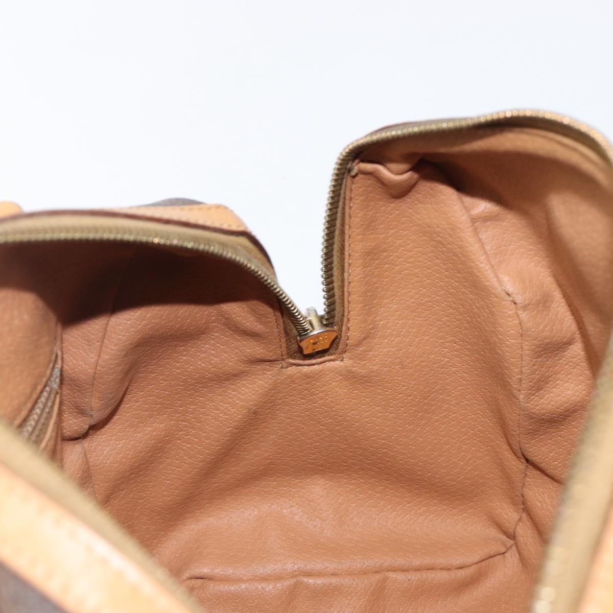 CELINE Macadam Canvas Boston Bag PVC Leather Brown Gold Auth 201911