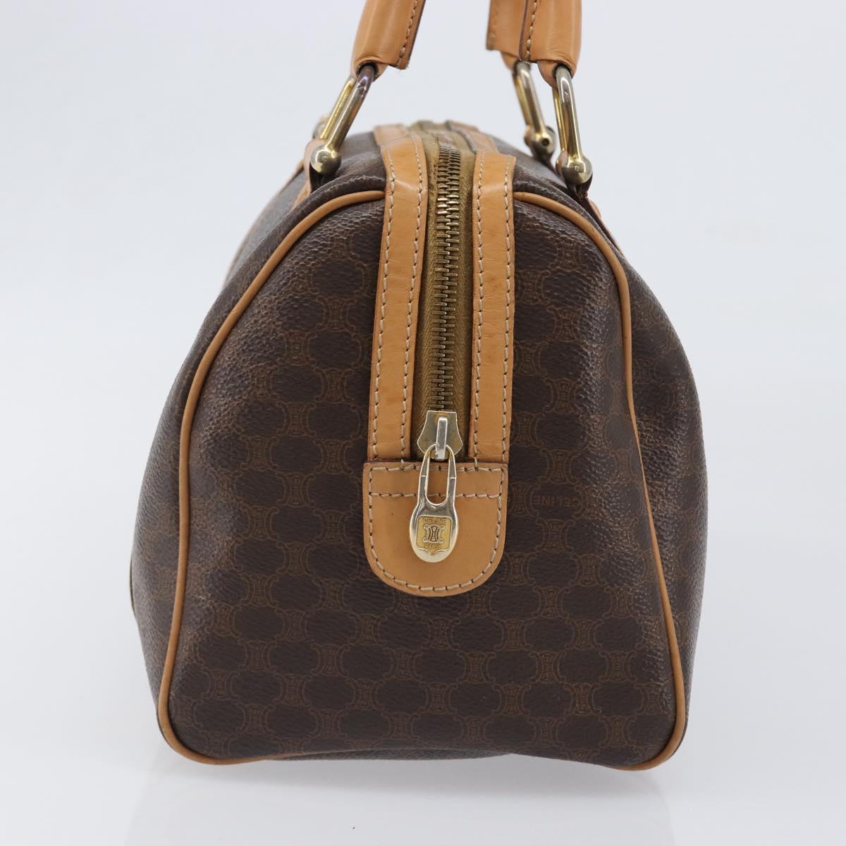 CELINE Macadam Canvas Boston Bag PVC Leather Brown Gold Auth 201911