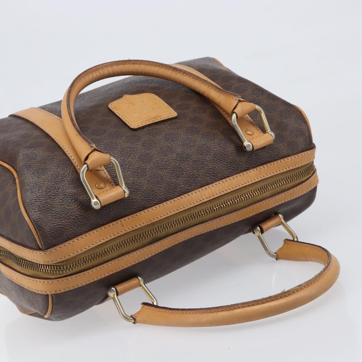 CELINE Macadam Canvas Boston Bag PVC Leather Brown Gold Auth 201911