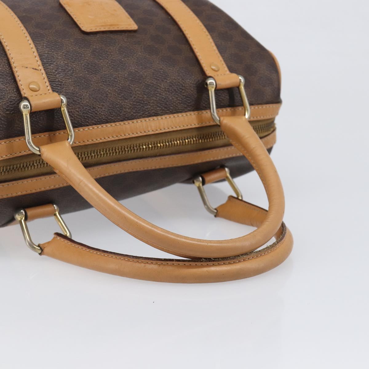 CELINE Macadam Canvas Boston Bag PVC Leather Brown Gold Auth 201911