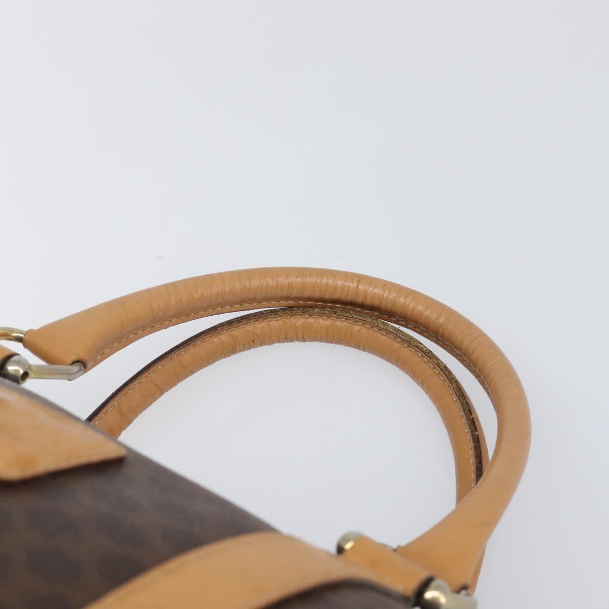 CELINE Macadam Canvas Boston Bag PVC Leather Brown Gold Auth 201911