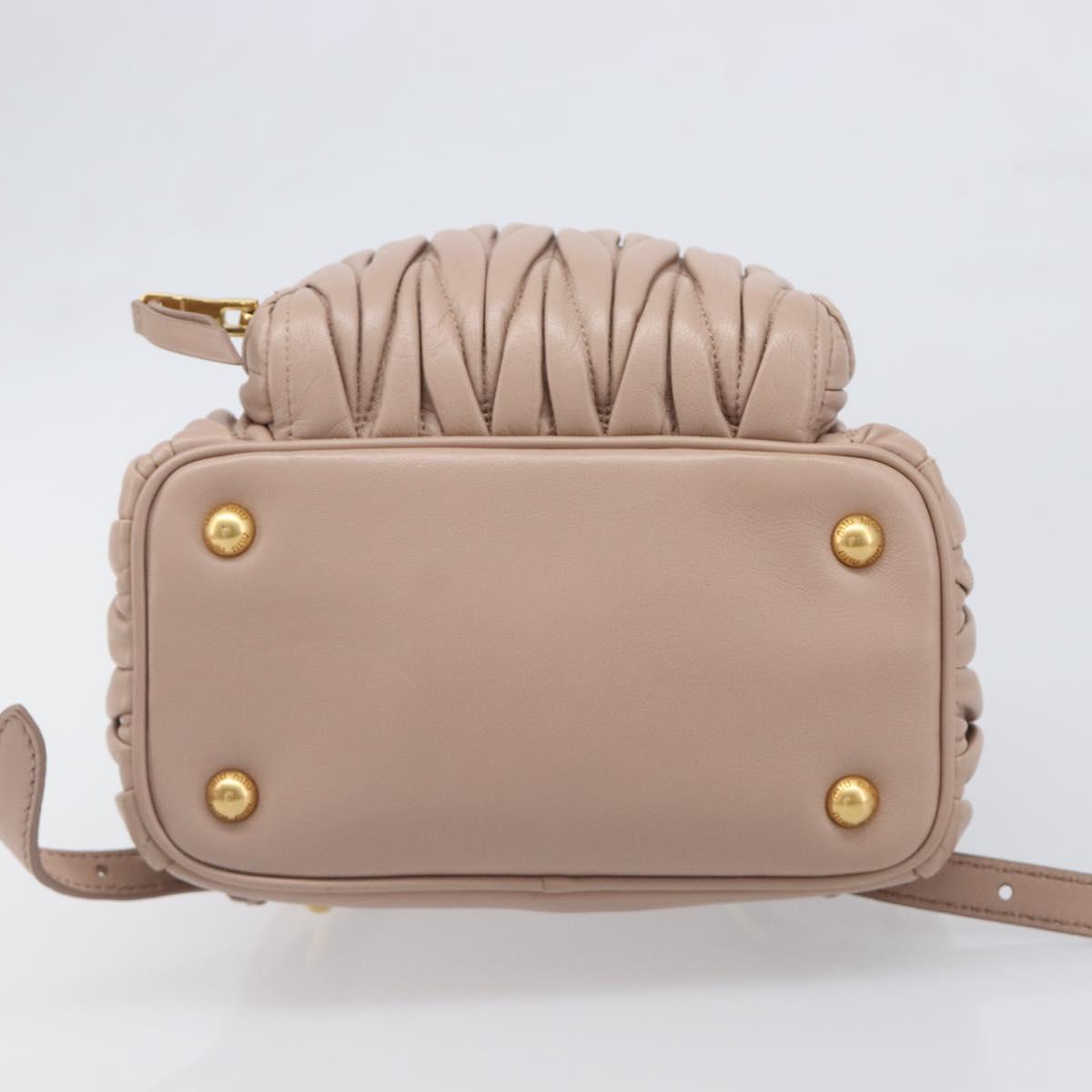 Miu Miu Matelasse Backpack Leather Pink Gold Auth 201912V