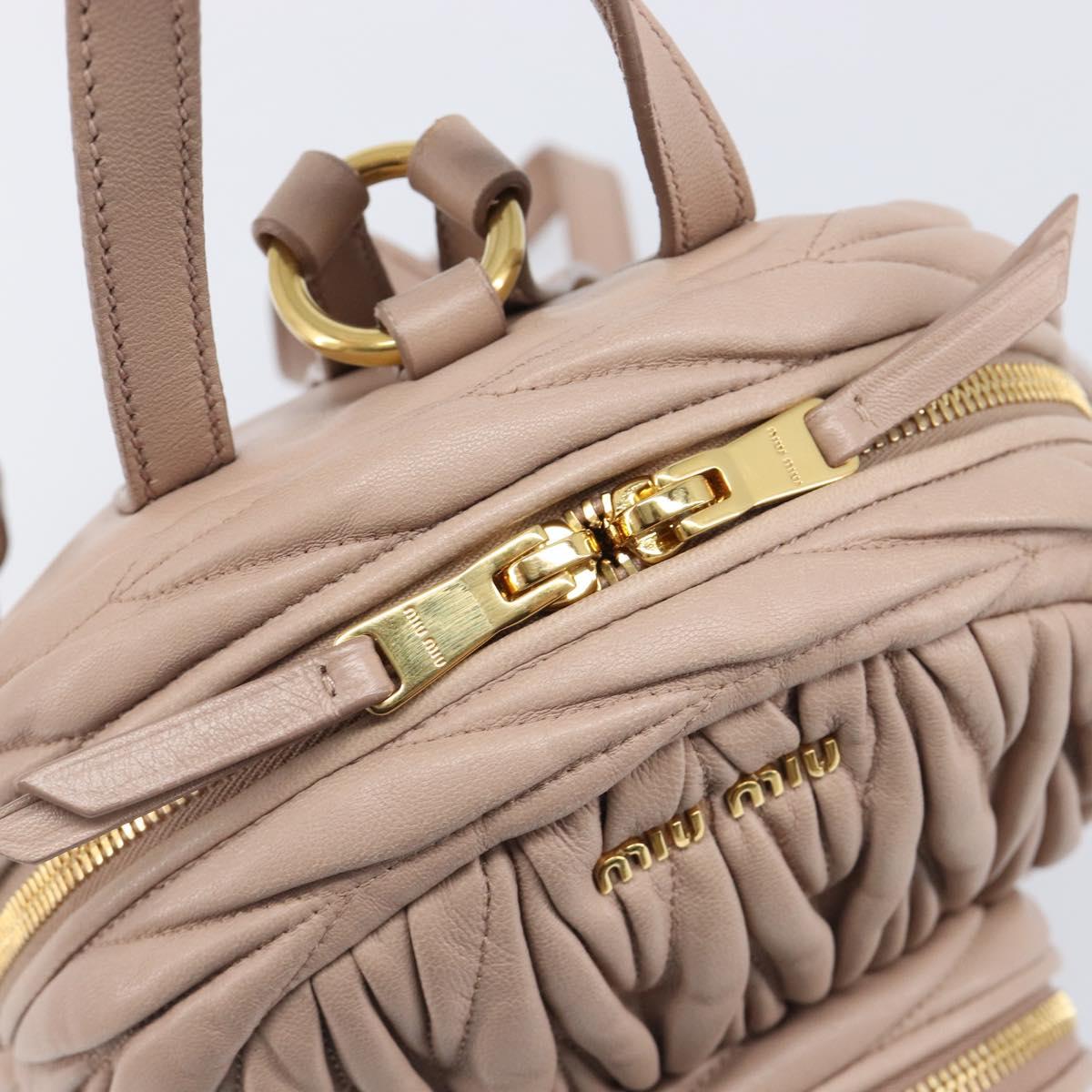 Miu Miu Matelasse Backpack Leather Pink Gold Auth 201912V