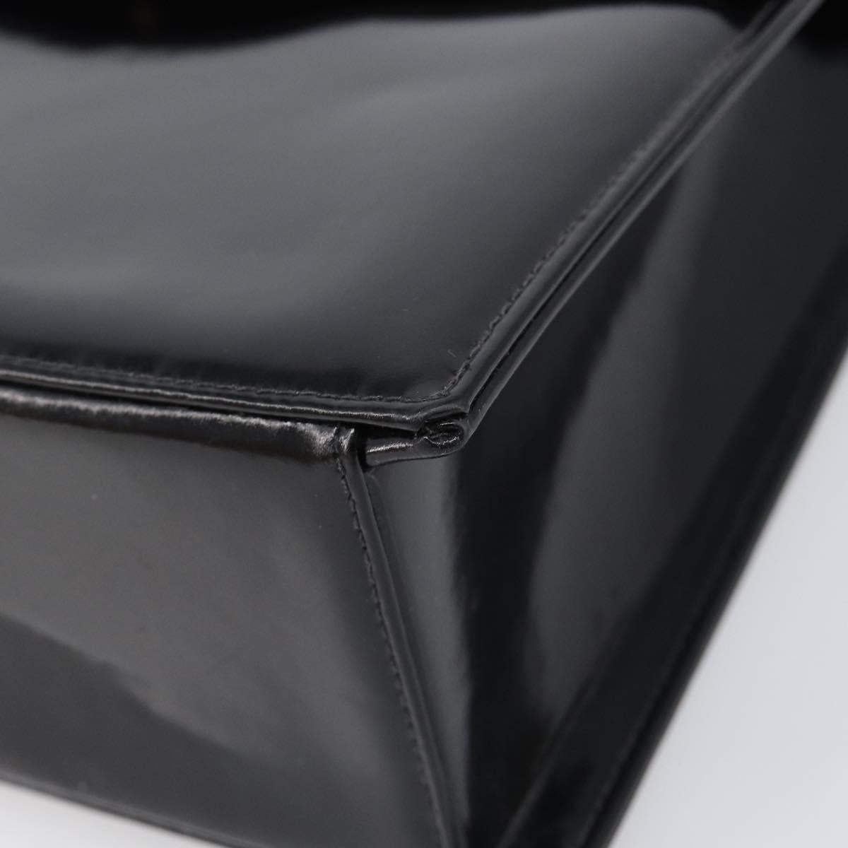 CHANEL Chain Hand Bag Patent leather Black Gold CC Auth 201914V