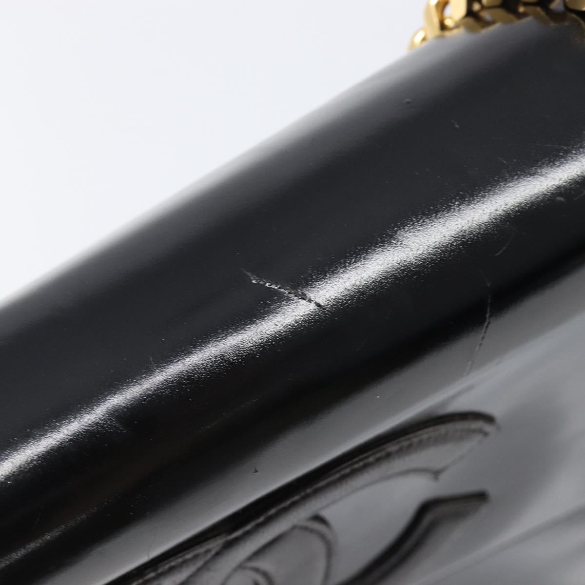 CHANEL Chain Hand Bag Patent leather Black Gold CC Auth 201914V
