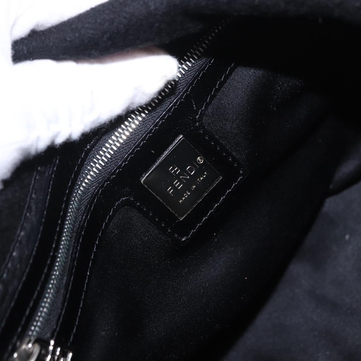 FENDI Mamma Baguette Shoulder Bag Wool Black Silver Auth 201915V