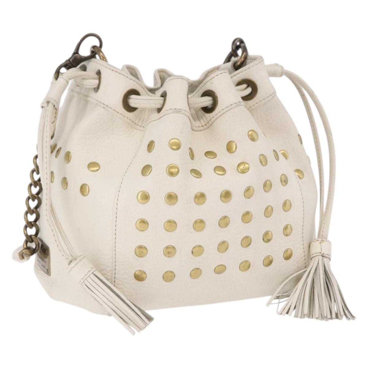 BURBERRY Chain Purse Blue Label Shoulder Bag Leather White Auth 201916