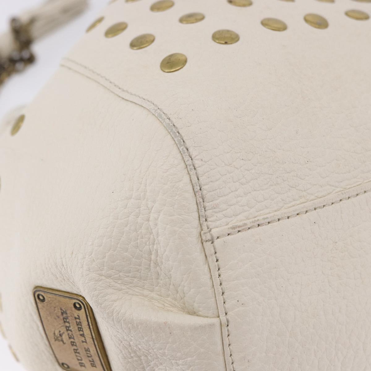 BURBERRY Chain Purse Blue Label Shoulder Bag Leather White Auth 201916