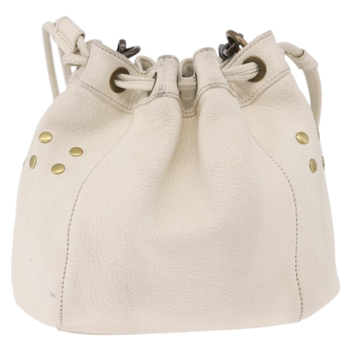 BURBERRY Chain Purse Blue Label Shoulder Bag Leather White Auth 201916