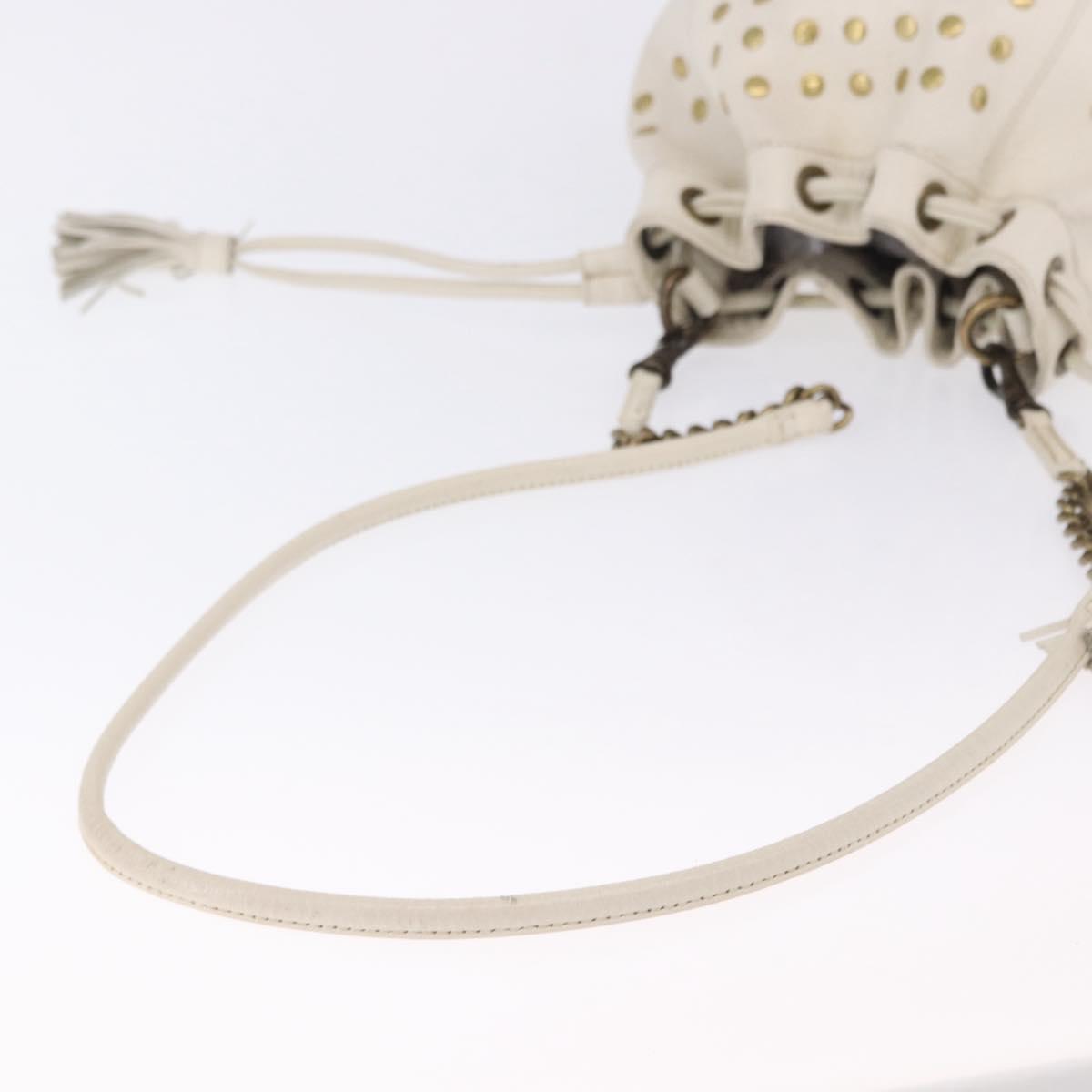BURBERRY Chain Purse Blue Label Shoulder Bag Leather White Auth 201916