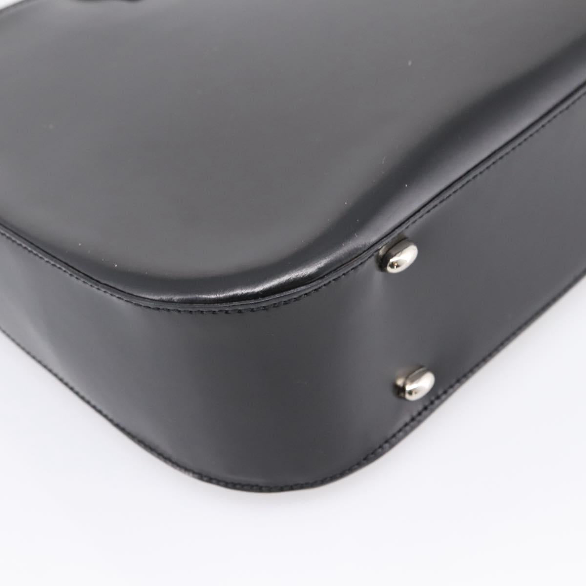 CELINE Horse Carriage Shoulder Bag Leather Black Silver Auth 201919A