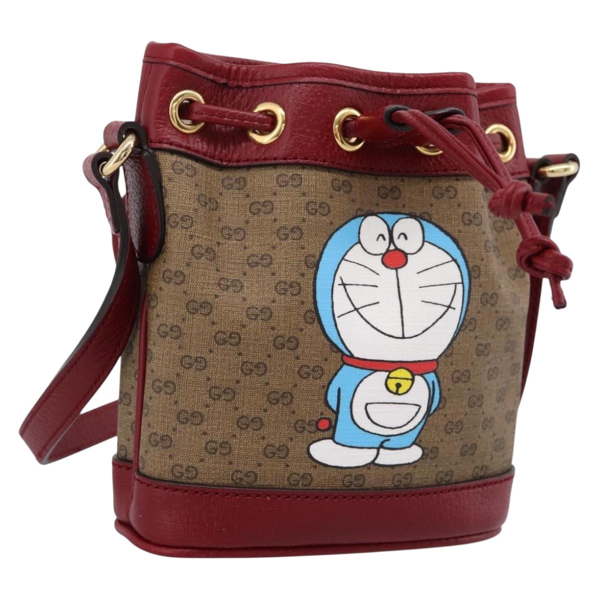 GUCCI GUCCI × Doraemon Micro GG Supreme Bag PVC Beige Gold 647801 Auth 201921SAM