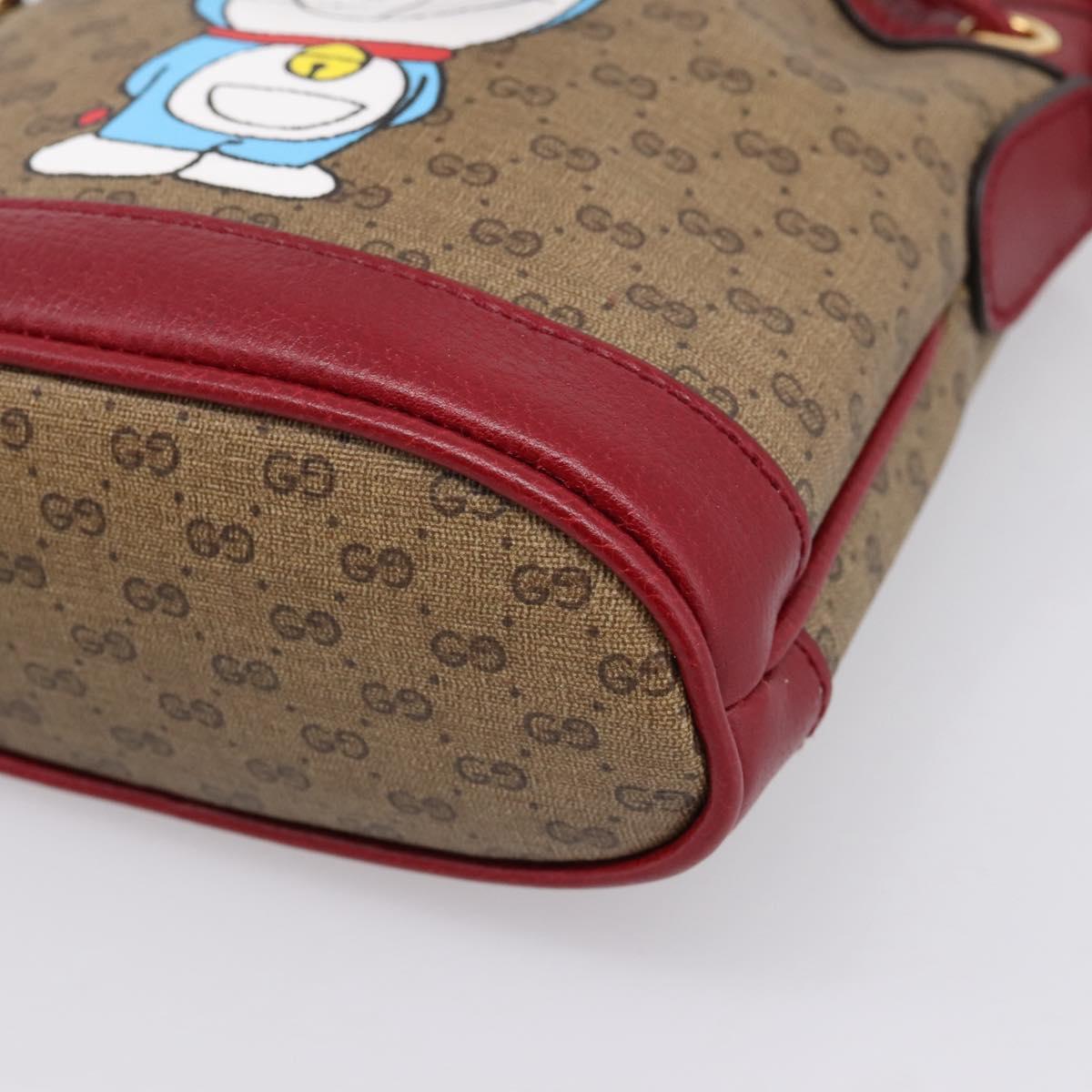 GUCCI GUCCI × Doraemon Micro GG Supreme Bag PVC Beige Gold 647801 Auth 201921SAM