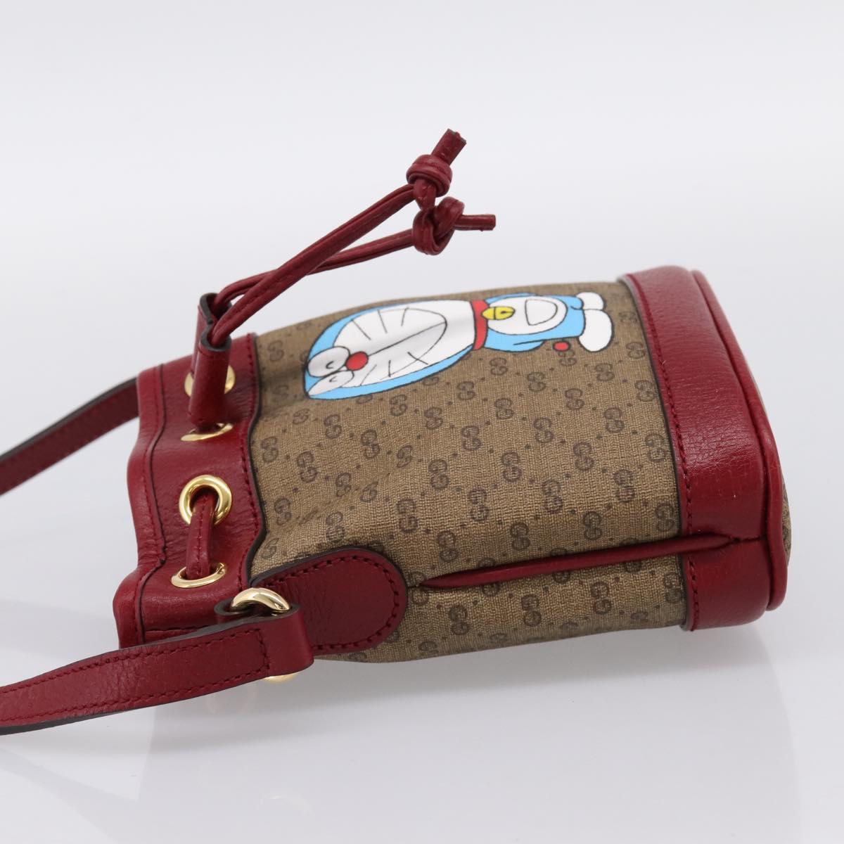 GUCCI GUCCI × Doraemon Micro GG Supreme Bag PVC Beige Gold 647801 Auth 201921SAM