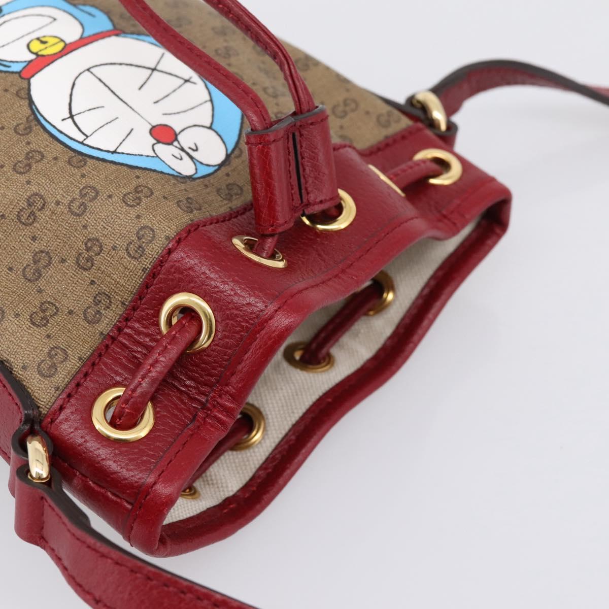 GUCCI GUCCI × Doraemon Micro GG Supreme Bag PVC Beige Gold 647801 Auth 201921SAM