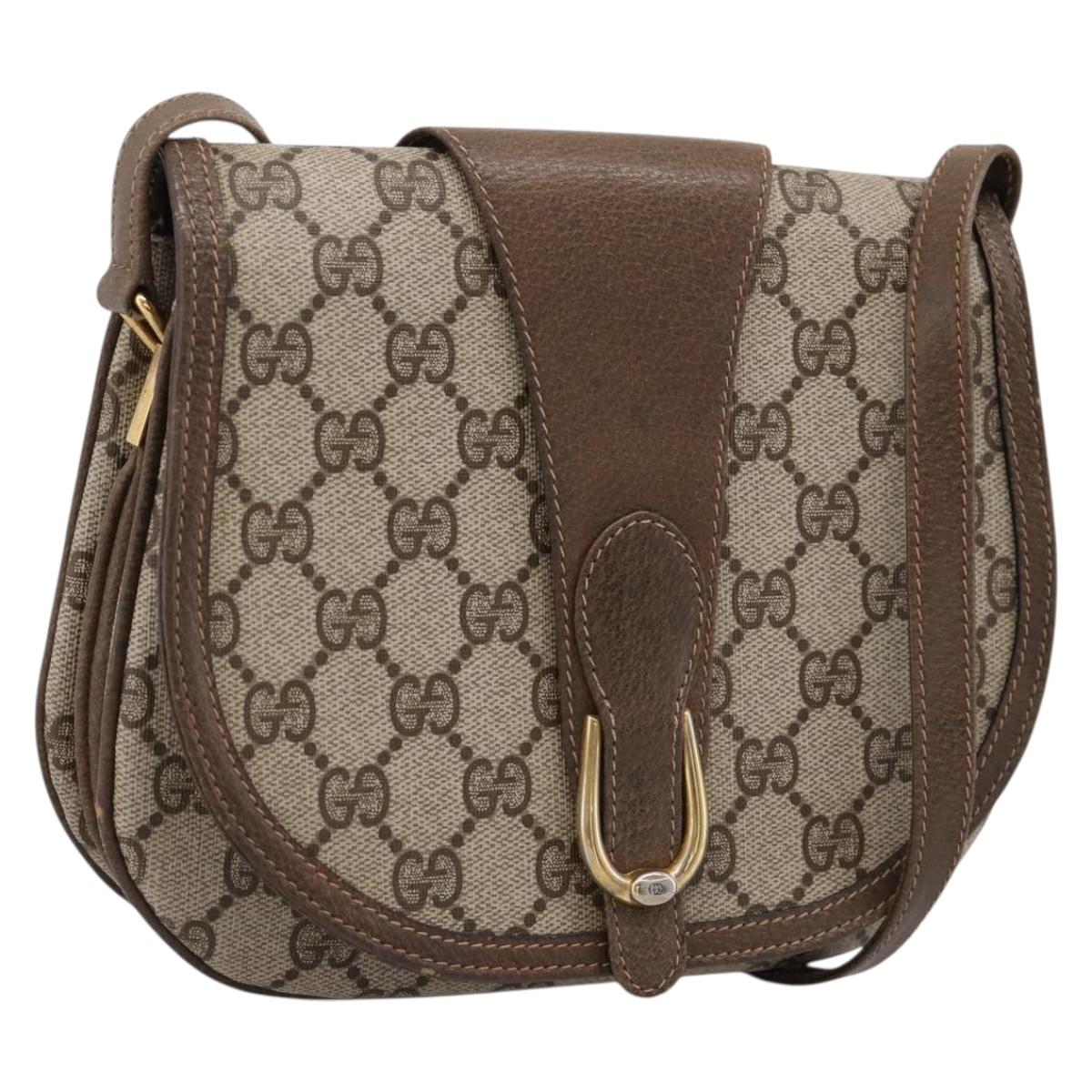 GUCCI GG Supreme Shoulder Bag PVC Leather Beige Gold Auth 201924
