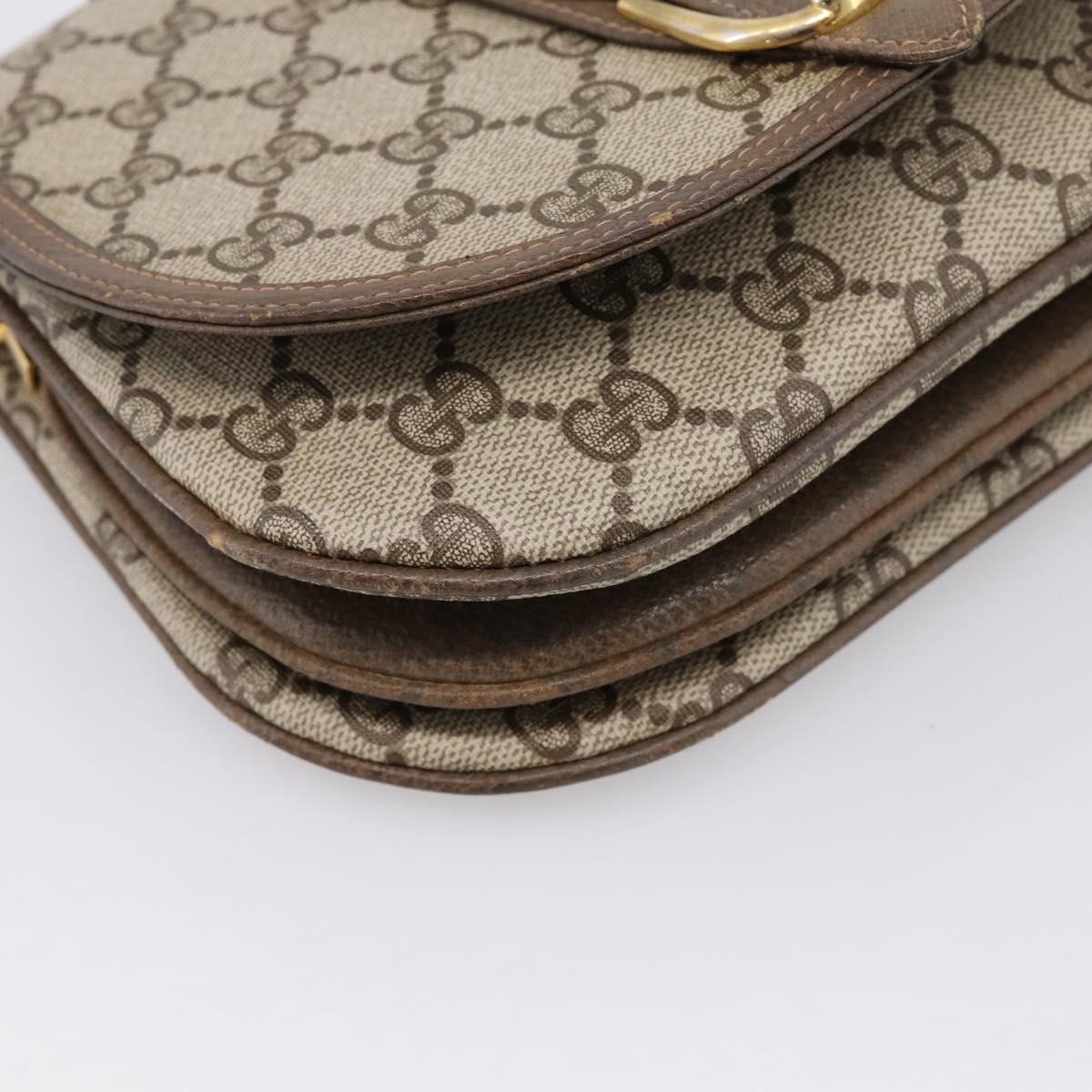 GUCCI GG Supreme Shoulder Bag PVC Leather Beige Gold Auth 201924